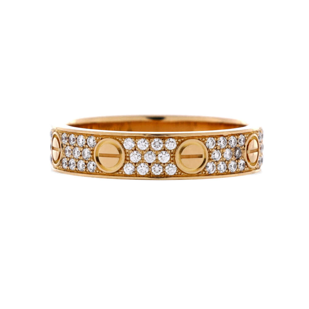 Cartier Love Wedding Band Pave Diamonds Ring 18K Yellow Gold and Diamonds - Picture 3 of 3